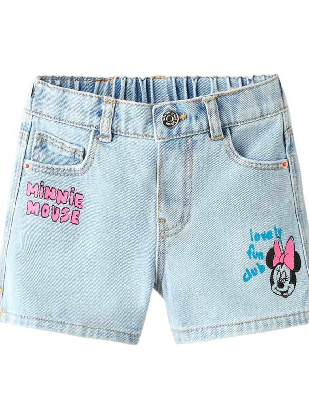 Zara Minnie Mouse Graffiti Denim Shorts size 4